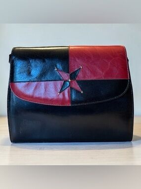Vintage Margaret J Black and Red Star Accent Leather Women's Bag